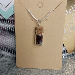Glass bottle Garnet crystal necklace